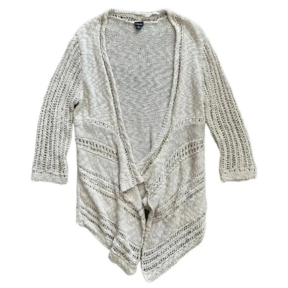 Rafaella Oatmeal Open Knit Waterfall Cardigan M - Picture 1 of 3